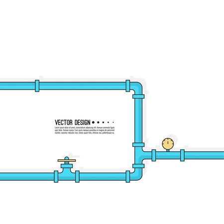 The pipeline with stopcock, fittings and valves. Vector illustration.のイラスト素材