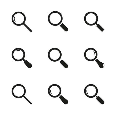 Vector set of magnifying glassesのイラスト素材