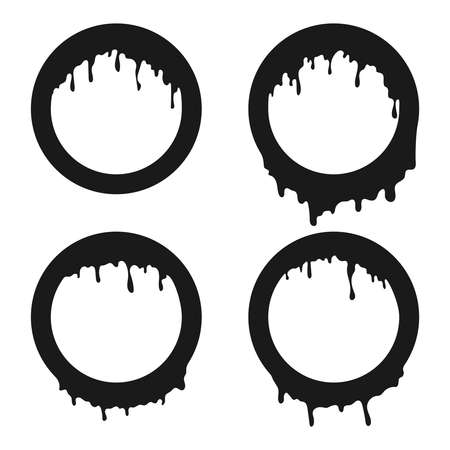 Set of black liquid round frames.のイラスト素材