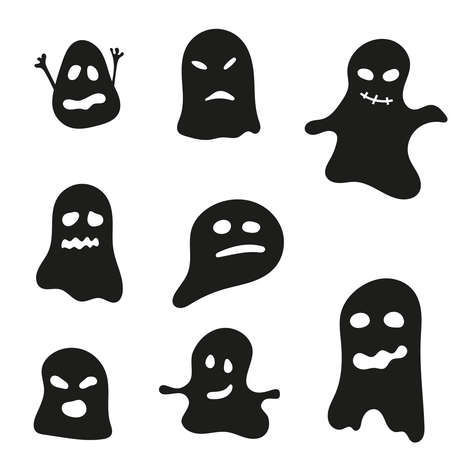 Vector set of halloween ghosts.のイラスト素材