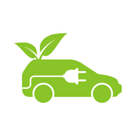 Electric car with electric plugのイラスト素材