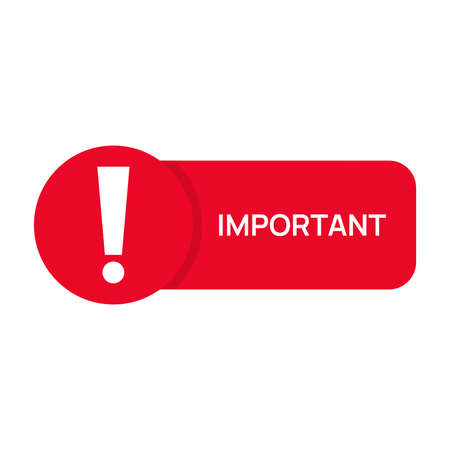 Red banner with an exclamation mark and the inscription important. Vector illustration.のイラスト素材
