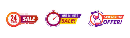 Flash Sale countdown badges, Limited time offer banner stickerのイラスト素材