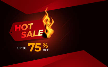Hot Sale background template with burning tag. Discount label special offer shopping bannerのイラスト素材