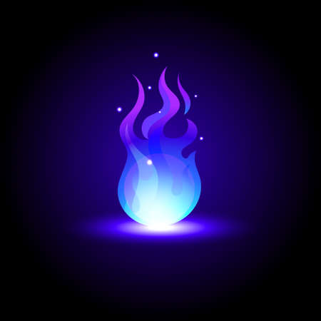 Magical Blue flame vector illustration, illuminated mystical fireのイラスト素材
