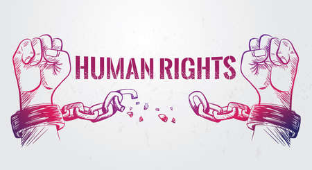 International  Human Right Day poster grunge texture, vector Illustrationのイラスト素材