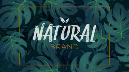 Tropical foliage natural background templateのイラスト素材