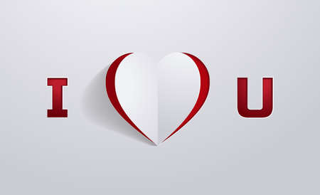 Paper art I love you background, paper cutout styleのイラスト素材