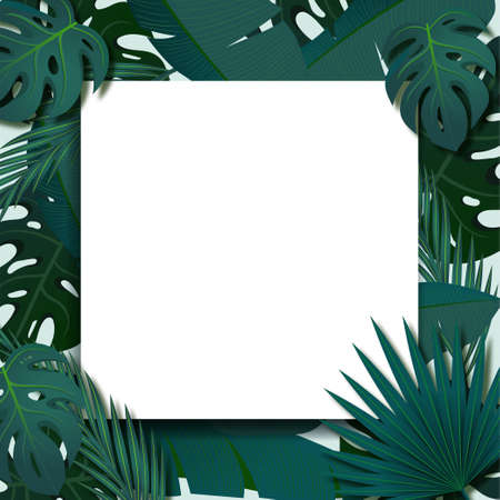 Tropical foliage frame templateのイラスト素材