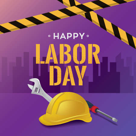 Labor Day vector illustration banner template, 1st May federal holiday for workersのイラスト素材