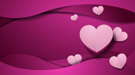 Paper art love pink background templateのイラスト素材