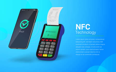 Payment processing using NFC technology. Touchless paymentのイラスト素材