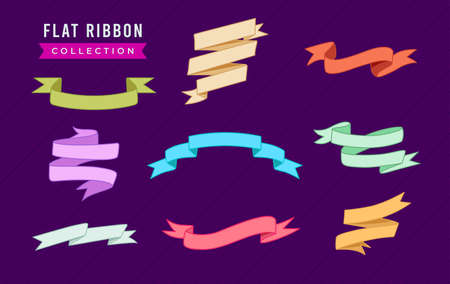 A set of flat modern ribbon banner templateのイラスト素材