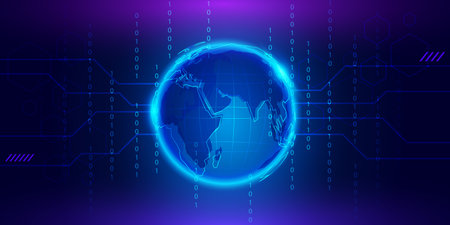 Modern global Technology background with binary code