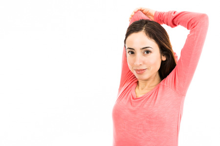 Stretching arms and shouldersの写真素材