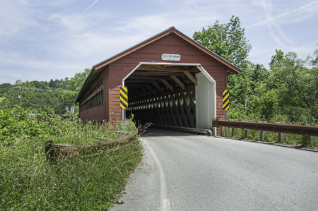 Paper Mill Village Covered Bridge in Bennington, Vermont