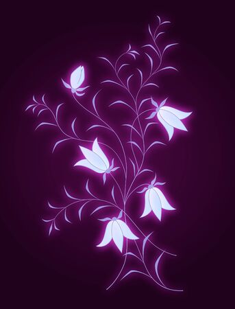 vector floral pattern with bluebells on dark backgroundのイラスト素材