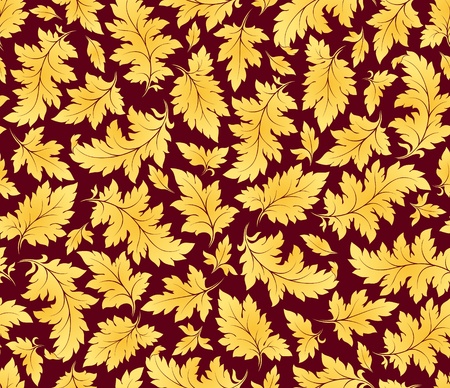 vector seamless golden leaves floral patternのイラスト素材