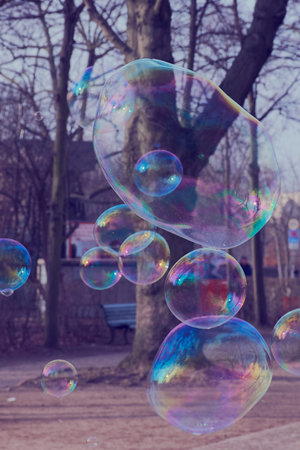 Soap bubbles of a street artist in Berlin