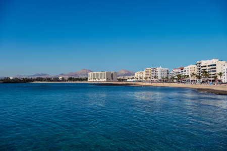 Arrecife, Lanzarote, Spain - December 27, 2019: coastline of Arrecife the capital of Lanzarote Spainのeditorial素材