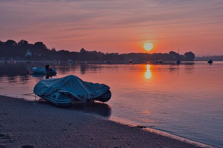 lagoon of Benodet in France during sunriseの写真素材