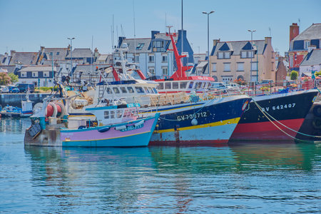 Guilvinec, Brittany, France - July 08, 2019: Fishing boats in the harbor of Guilvinec.のeditorial素材