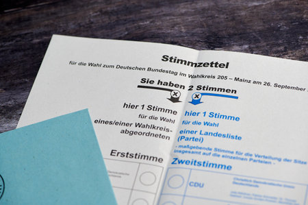 Mainz, Germany - August 30, 2021: Ballot papers for postal voting. Voting for the German federal election on September 26, 2021 in Germanyのeditorial素材