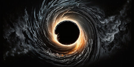 ai midjourney generative illustration of a black hole in spaceの素材