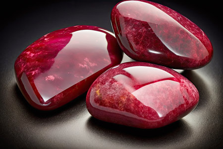 generative ai illustration of ruby mineral gemstones, tumbled and polishedの素材