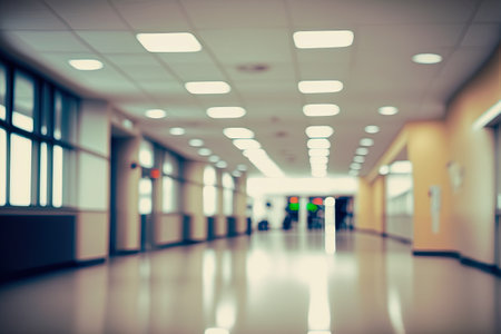 ai midjourney illustration of hospital hallway intentionally blurred as wallpaperの素材