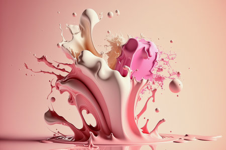 ai midday illustration of a light pink and cream colored moving paint splashの素材