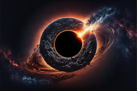 ai mid-journey illustration of a black hole in spaceの素材