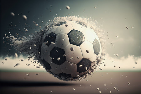 ai midjourney illustration of a black and white soccer ball flyingの素材