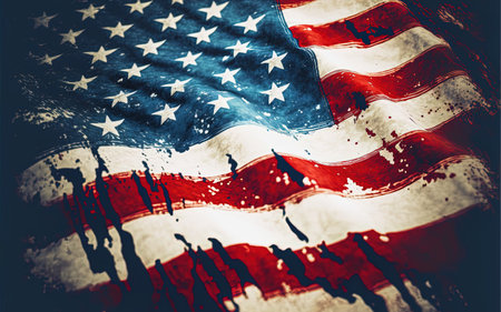 AI generative illustration of American flag, background imageの素材