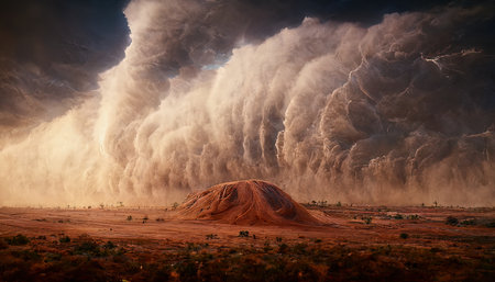 Midday render of a dust storm in the desert area of Australiaの素材