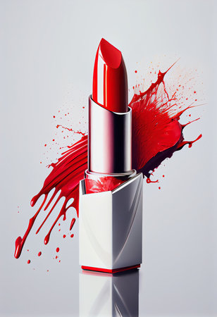 Red lip stick against white background, midday illustrationの素材