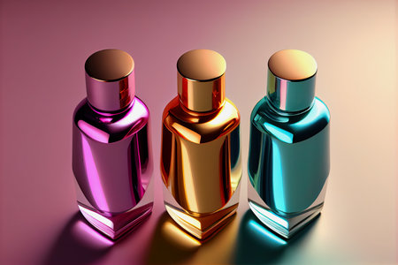generative ai illustration of colorful nail polish bottlesの素材