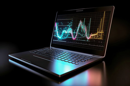 generative ai illustration of a laptop with a colorful chart on the screenの素材