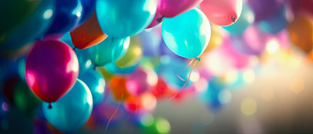 generative ai illustration of a blurred party balloon background with copy spaceの素材