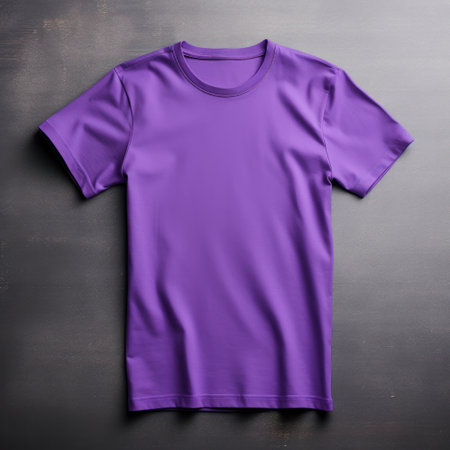 ai generative illustration of a plain purple t-shirt against backgroundの素材