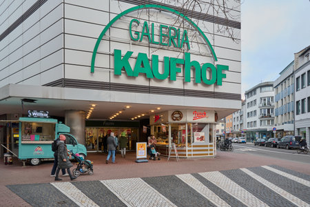 Mainz, Germany - February 03, 2024: Galeria Kaufhof fashion store in Mainz city. Karstadt Warenhaus GmbH, based in Essen, is a German department store chain.のeditorial素材