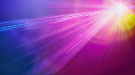 AI generative illustration of a purple blue colored sun ray backgroundの素材