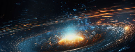 Banner of an intergalactic swrirled fantasy pattern as background imageの写真素材