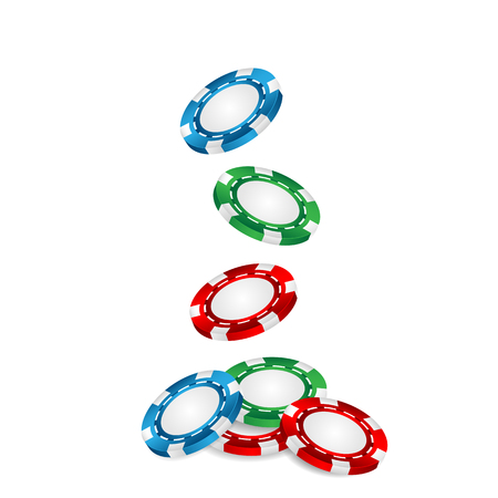 casino background.colorful casino chips isolated on white background.vectorのイラスト素材
