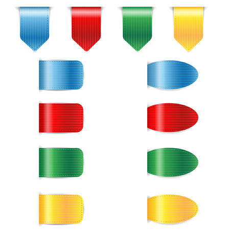 set of colorful bookmarks isolated on white background.banners for the website.collection of ribbons in different shapes and colors.vectorのイラスト素材