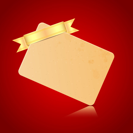 card with a golden ribbon on a red background.blank sheet of paper for the congratulatory message.vectorのイラスト素材