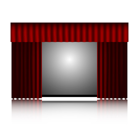 red curtain and movie screen isolated on white background.vectorのイラスト素材