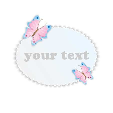Frame for your text decorated with colorful butterfliesのイラスト素材