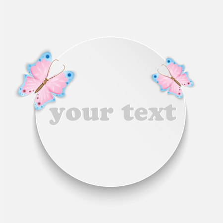 Frame for your text decorated with colorful butterfliesのイラスト素材