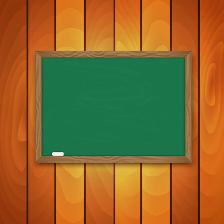 Blackboard and chalk  on background a wooden wallのイラスト素材